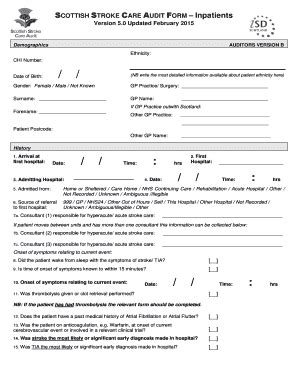 Fillable Online Strokeaudit Scot Nhs Inpatient Form B Scottish Stroke