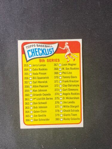 Packfresh 1965 Topps Estimated Nmmt 361 5th Series Checklist 3 Ebay