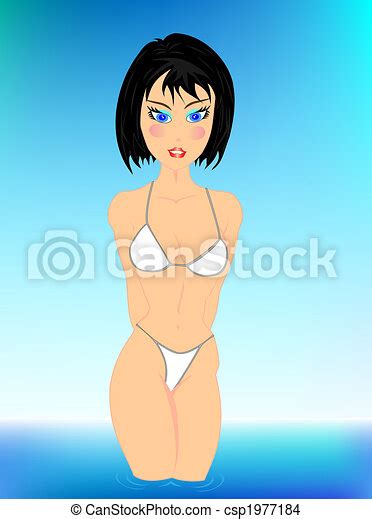 EPS Vector Of Girl In Bikini Beach Beautiful Bikini Cartoon Character