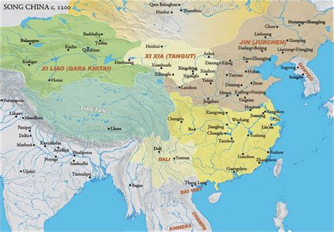 Song China C 1200 China Map Map Lanzhou