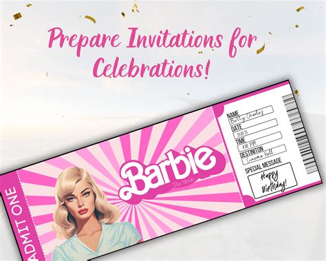 Retro Barbie Movie Ticket Barbie Birthday Invitation Barbie Etsy