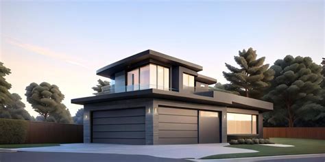 Premium AI Image | a modern house with a driveway in front of it