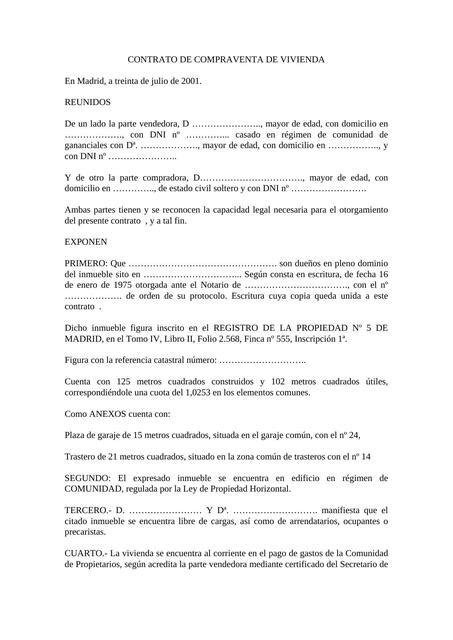 Contrato De Compraventa De Casa Ejemplos Y Formatos Word Pdf Images