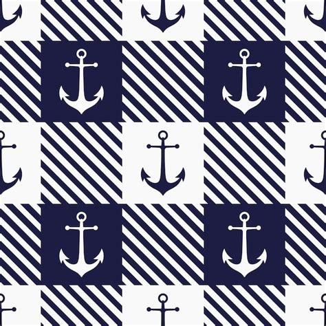 Premium Vector Anchors Seamless Pattern White And Blue Vector