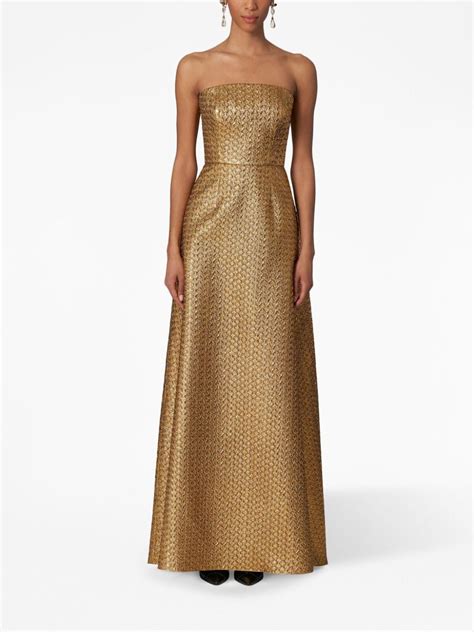 Carolina Herrera Strapless Lurex Cloqué Gown Farfetch