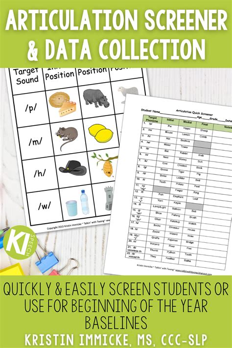 Easy Articulation Screener With Print And Digital Options Early Intervention Speech Therapy