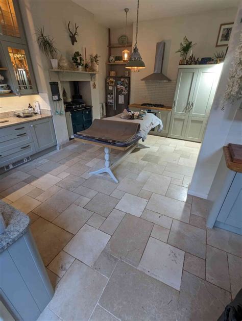 Grout Cleaning And Polishing A Marble Tiled Kitchen Floor In Crediton