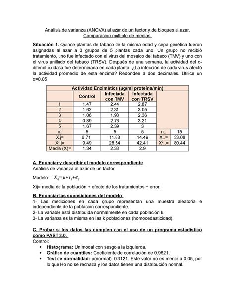 An Lisis De Varianza Anova Al Azar De Un Factor Y De Bloques Al Azar