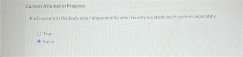 Solved Current Attempt In Progresseach System In The Body Chegg