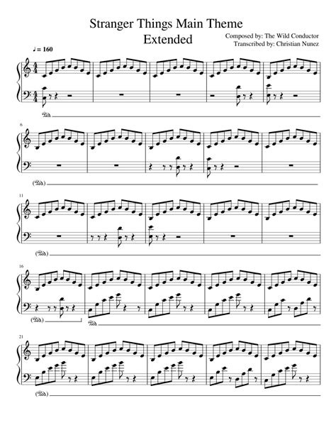 Stranger Things Main Theme Extended sheet music for Piano download free ...