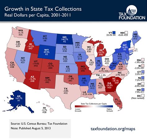 Monday Map: Growth in State Tax Collections (2001-2011) - Tax Foundation