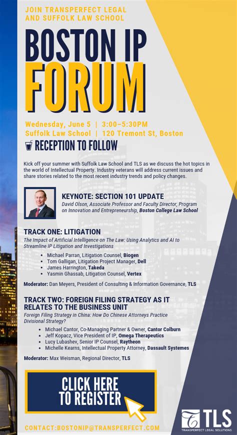 Boston Ip Forum 2019 Transperfect Legal And Suffolk Law Cantor Colburn