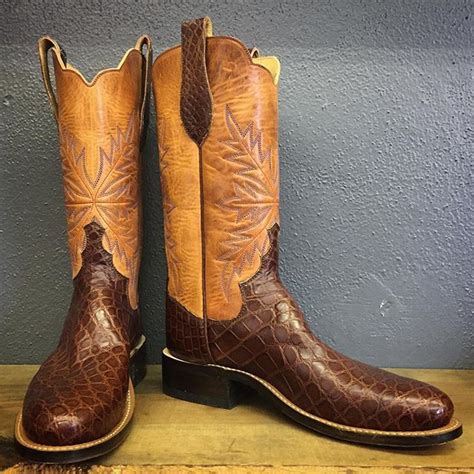 Handmade Cowboy Boot With 13 Horween Natural Uppers Oak Stitching In