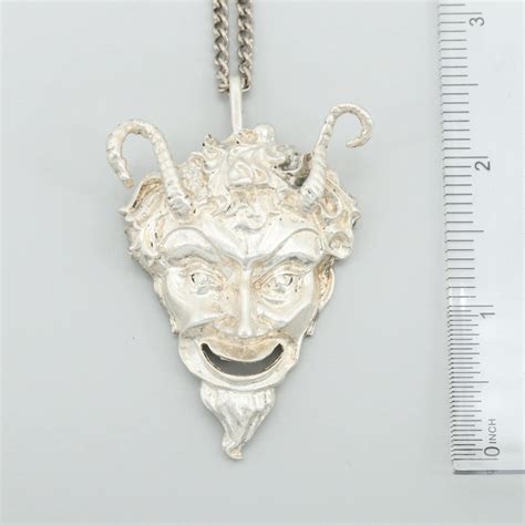 Jc Ferrara Sterling Silver Greek God Pan Pendant On Silver Tone Chain