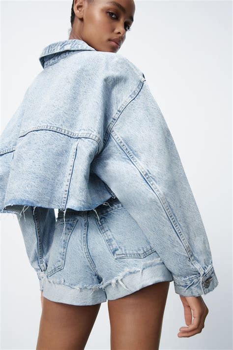 Cropped Denim Jacket Zara United States In 2021 Cropped Denim