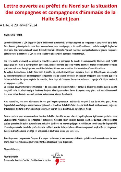 Lettre ouverte au préfet du Nord sur la situation des compagnes et