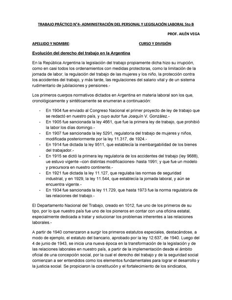 Trabajo Pr Ctico N Adm De Personal Y Leg Social Trabajo Pr Ctico