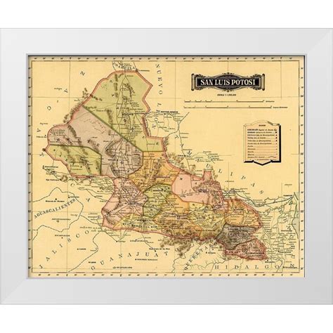 Vintage Maps 31x26 White Modern Wood Framed Museum Art Print Titled