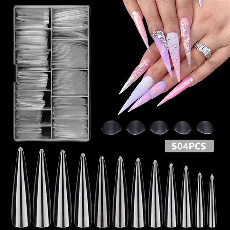 504pcs Xxxl Clear Nail Tips For Acrylic Nails Professional Extra Long