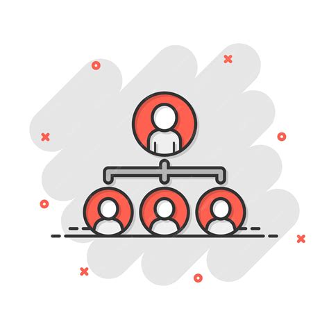 Ícone de vetor de pessoas de organograma corporativo em estilo cômico