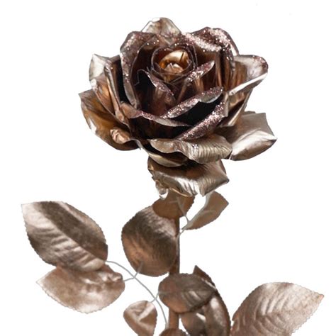 Metallic Golden Rose Stem 75cm Desflora