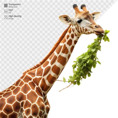 Premium PSD A Giraffe Is Eating Leaves From A Tree