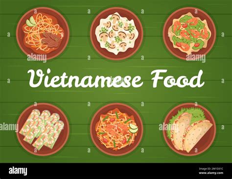 Vietnamese Food Restaurant Menu With Collection Of Various Delicious