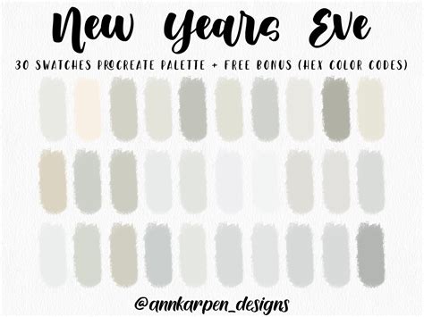 New Years Eve Procreate Palette Hex Color Codes Instant Digital