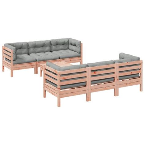 Set De Sofás Jardín 7 Pzas Con Cojines Madera Abeto Douglas Vidaxl con