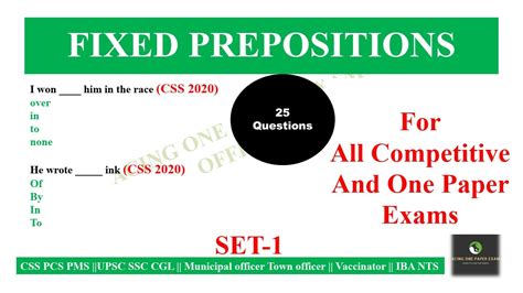 Fixed Prepositions Set 1 CSS PMS 2022 Competitive Exam NTS Vaccinator