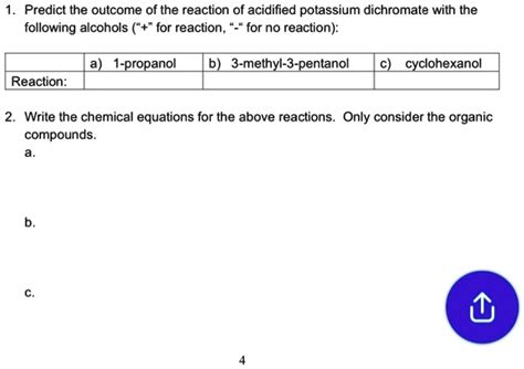 Solved Predict The Outcome Of The Reaction Of Acidified Potassium