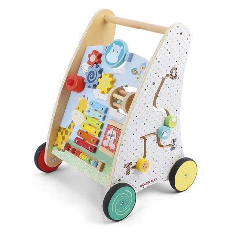 Chariot de marche en bois multi activités WOOD N PLAY King Jouet