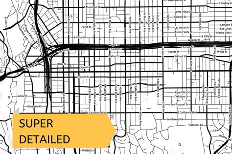 Printable Map Of Pasadena California United States With Etsy