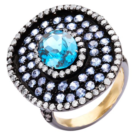 Victorian Blue Sapphire Diamond Cluster Ring At 1stdibs