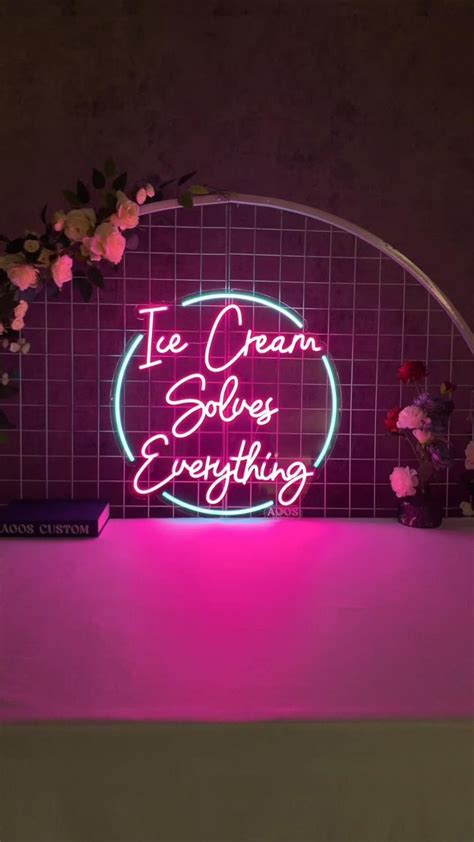 Custom Made Neon Signs Ice Cream Solves Everything Neon Sign Led Business Sign [video] [video]