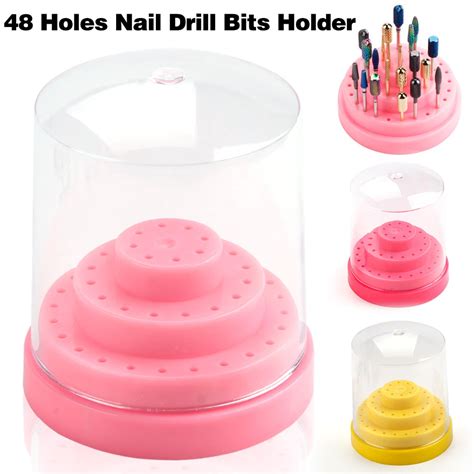 10 14 20 48 Holes Nail Drill Bits Holder Empty Storage Box Manicure