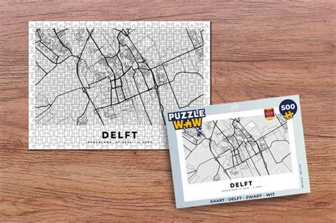 Puzzel Kaart Delft Zwart Wit Legpuzzel Puzzel 500 Stukjes