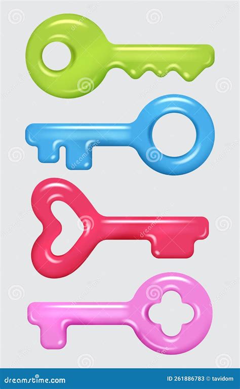 Golden Keys On White Background 3d Realistic Vector Collection Of