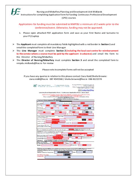 Fillable Online Instructions For Completion Of Cpd Application Form