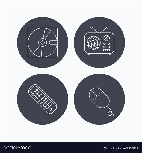 Hard Disk Radio And Tv Remote Icons Royalty Free Vector