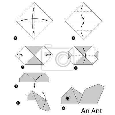 Fototapeta Instrukcje Krok Po Kroku Jak Zrobi Origami Dinozaur Na