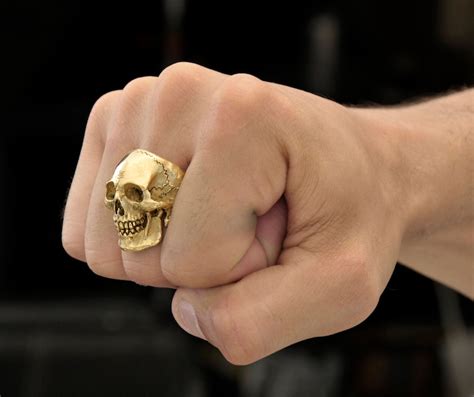 Gold Skull Ringlarge Size14k Solid Gold Skull Ring Skull Etsy