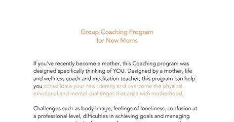 Group Coaching Program For New Moms Pdf DocDroid