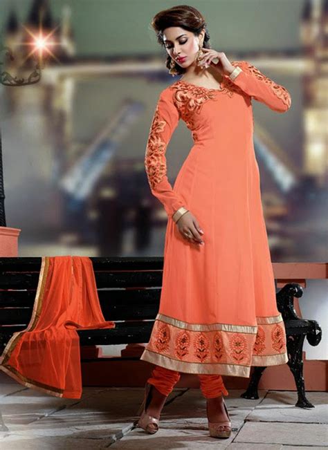 Orange Georgette Party Wear Churidar Suit Shop Now