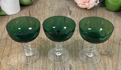 Tiffin Killarney Green Glass Set Of 3 Etsy