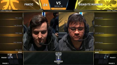 Fnc Vs Gam Worlds Group Stage Day Fnatic Vs Gigabyte Marines