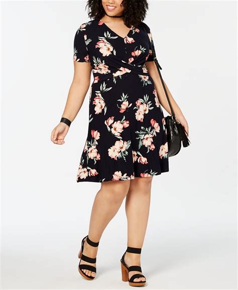 Planet Gold Trendy Plus Size Floral Print Fit And Flare Dress Macy S