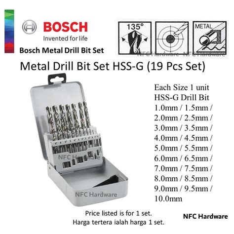 BOSCH Metal Drill Bit Set HSS G 19 Pcs Set Shopee Malaysia