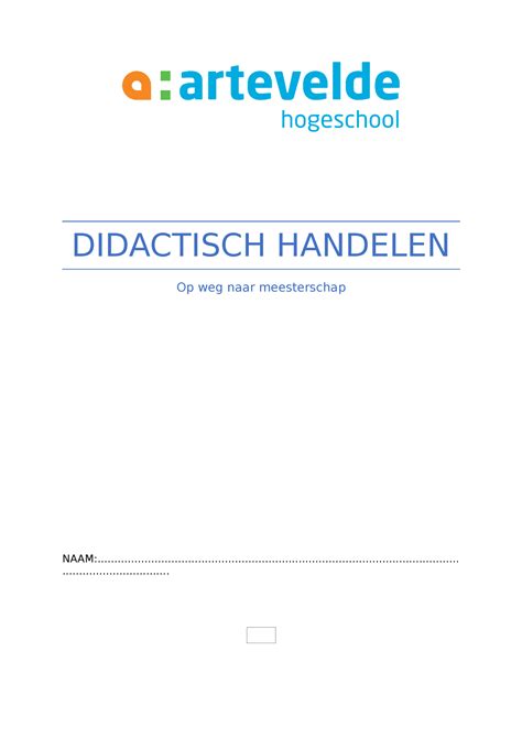 Werkbundel Didactisch Handelen 2023 DIDACTISCH HANDELEN Op Weg Naar