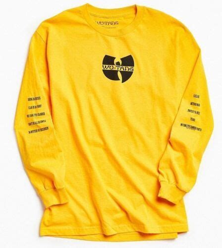 Wu Tang Clan WU TANG Long Sleeve T Shirt Yellow NEW 100 Authentic